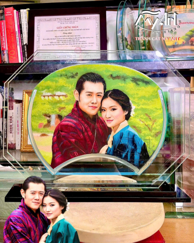 Tranh Cát My Art vinh dự thực hiện tác phẩm Tranh Cát Chân Dung - QUỐC VƯƠNG VÀ HOÀNG HẬU BHUTAN - Nhân chuyến công du sang Việt Nam
